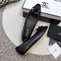 nouvelle collection chanel chaussures femmes mid-heel mocassins2.5cm black camellia